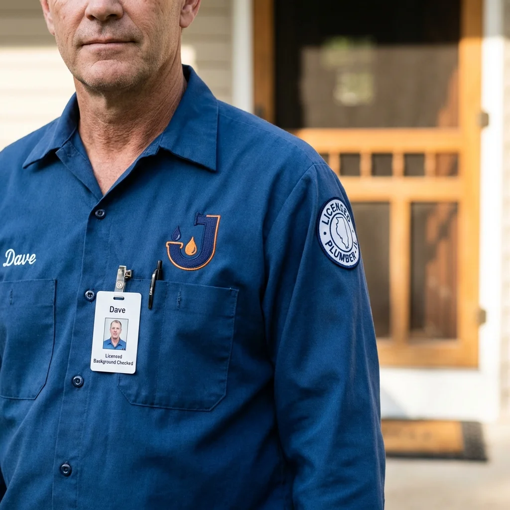 Licensed plumber showing ID badge in Lake Panasoffkee, FL