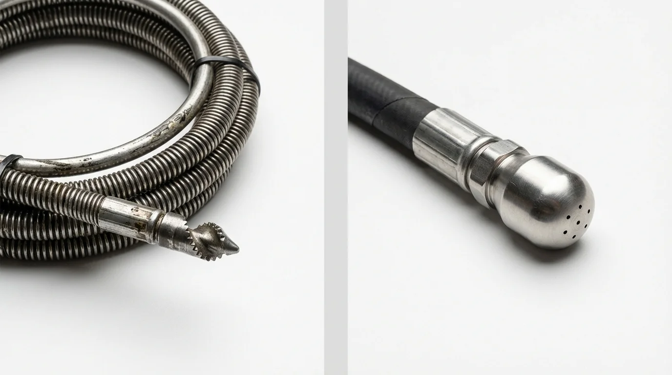 Drain snake cable and hydro jetting nozzle used for drain cleaning in Lake Panasoffkee, FL