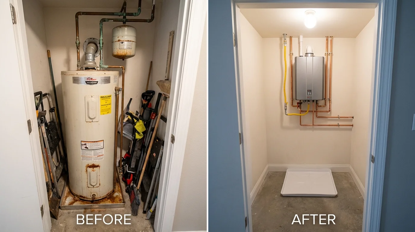 Tank water heater versus wall-mounted tankless unit comparison for Lake Panasoffkee, FL homeowners