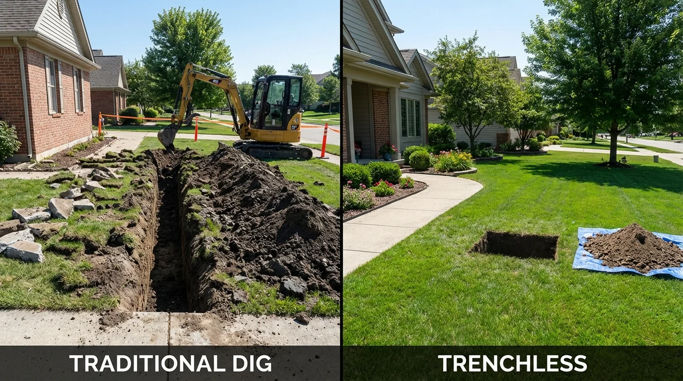 Trenchless sewer repair with minimal yard damage versus traditional excavation in Lake Panasoffkee, FL
